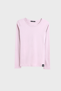 Long Sleeve Crew Neck Mercerized Cotton Women T-Shirt2536069124833522