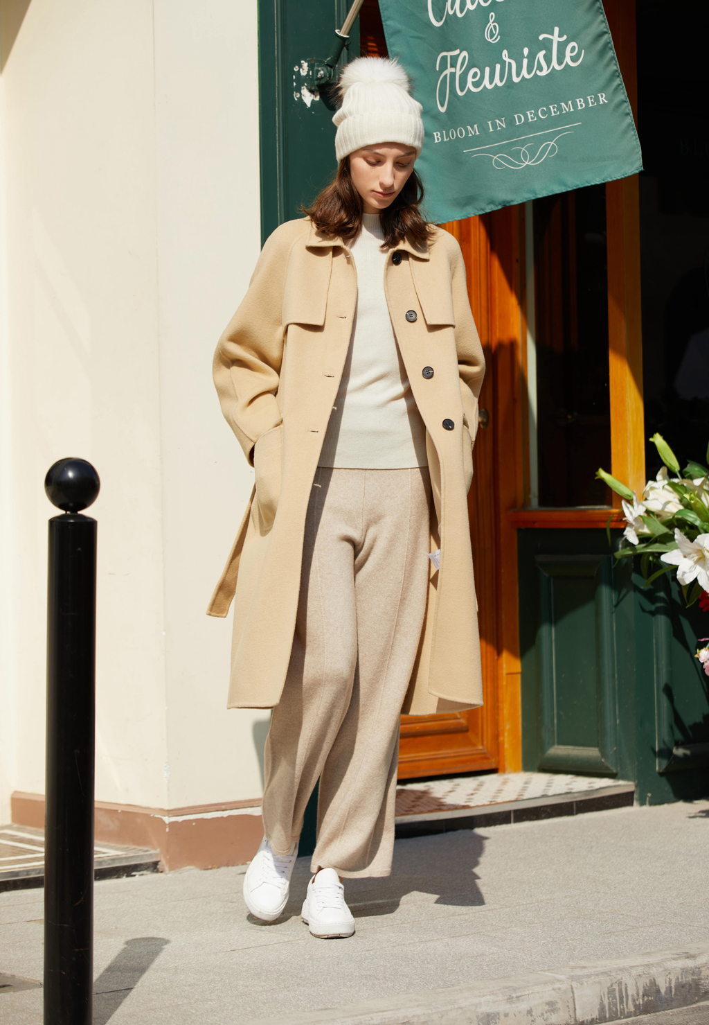 Manteau en laine beige