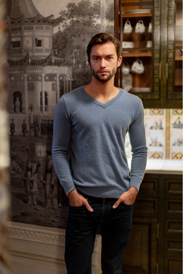 Solid V-Neck Merino Sweater