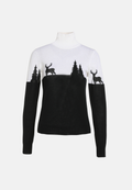 Pull ajusté en mérinos pour femme « Cerf & Arbre »