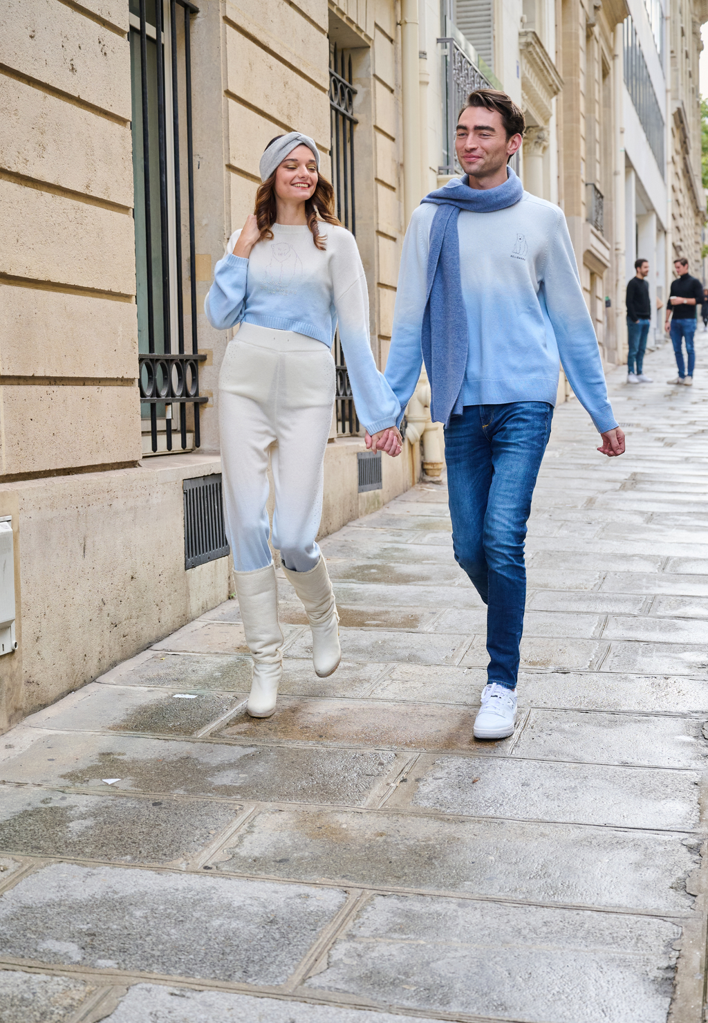 Pantalon long en cachemire dégradé (avec touche de cristal)
