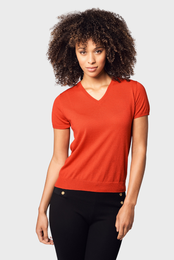 Silk Cashmere V-Neck T-Shirt