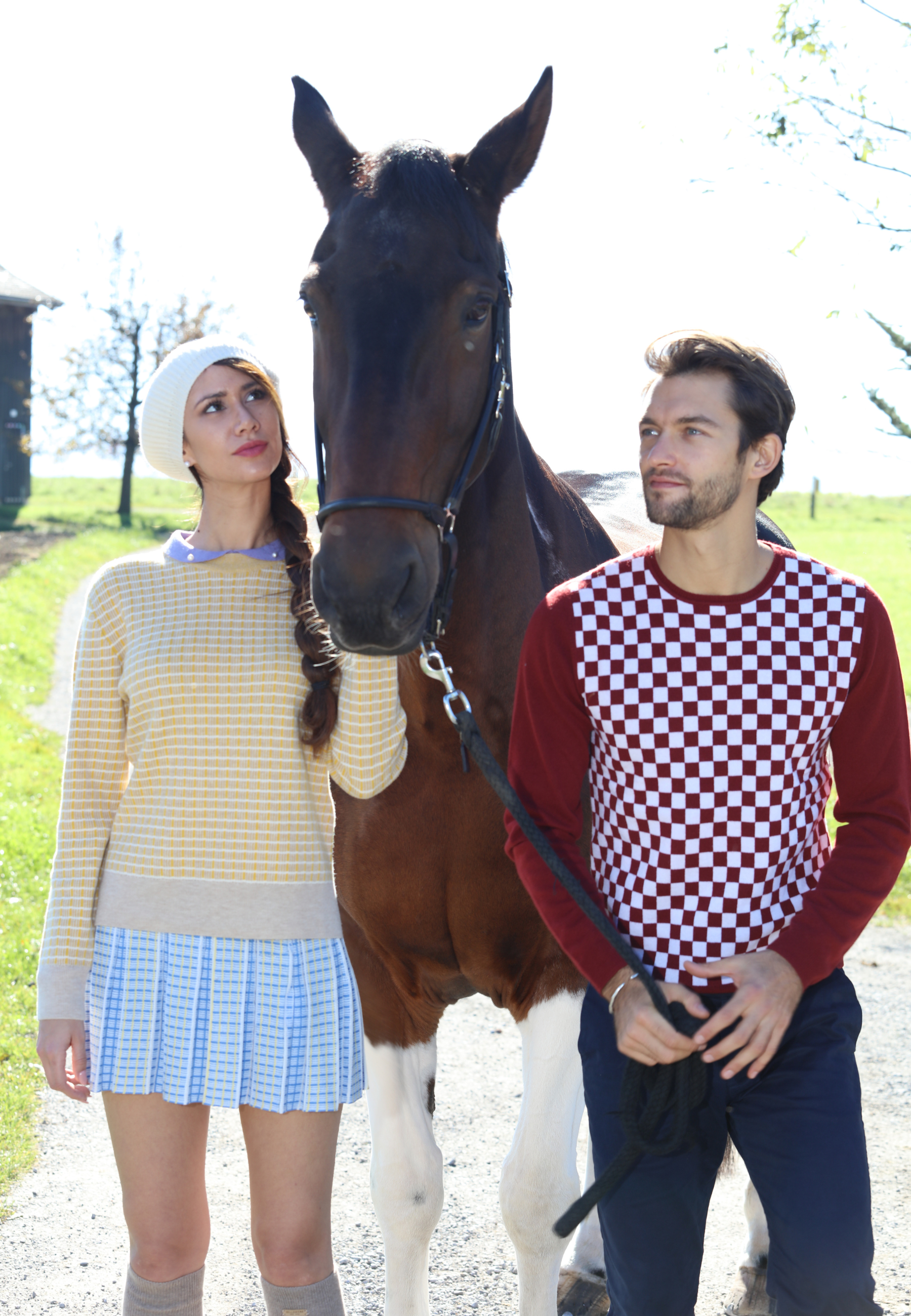 Checker Print Cashmere Merino Sweater