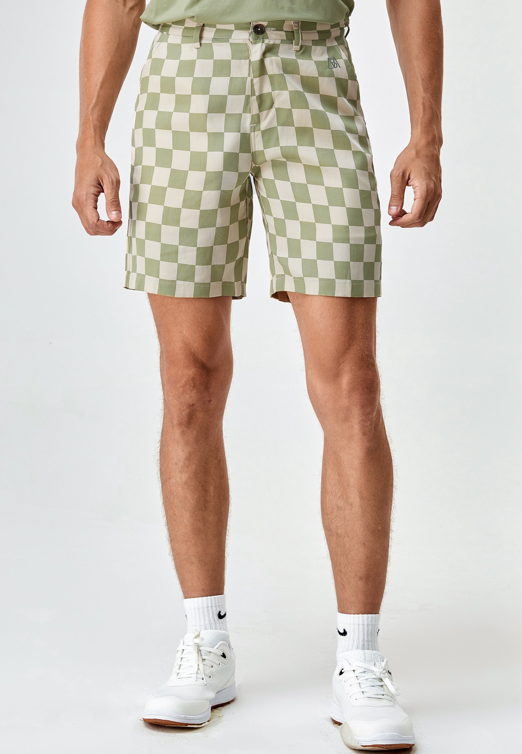 Men's Two-Tone Checkered Short Pants - Main Image