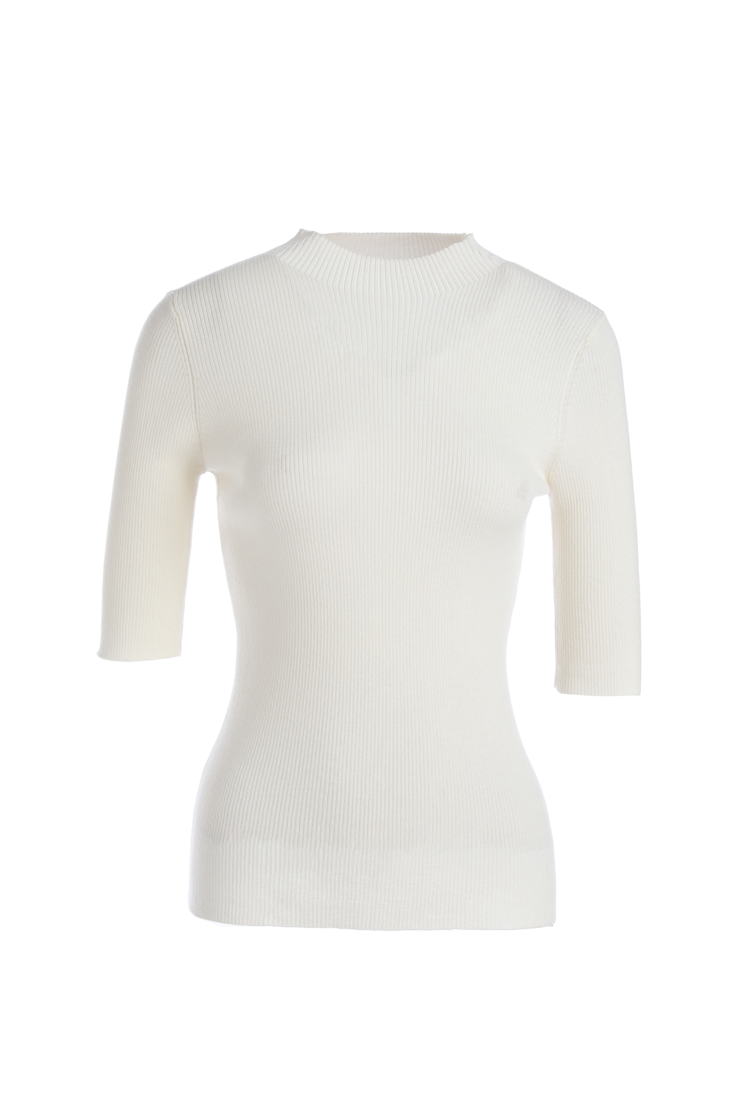 Cashmere Mock Neck Sweater With Short Sleeves