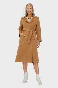 Relaxed Cashmere Blend Coat with Belt235782611665138