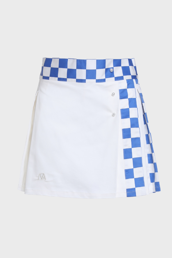 High-Waisted Checkered Print Skort