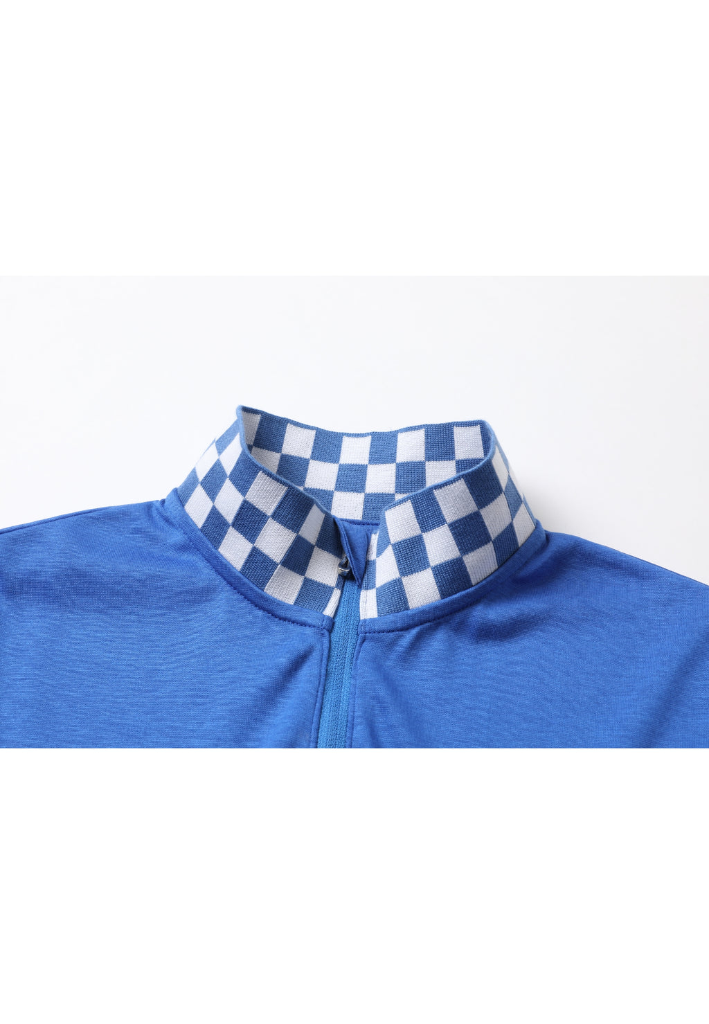 Checker Full-Zipper Long Sleeves Top