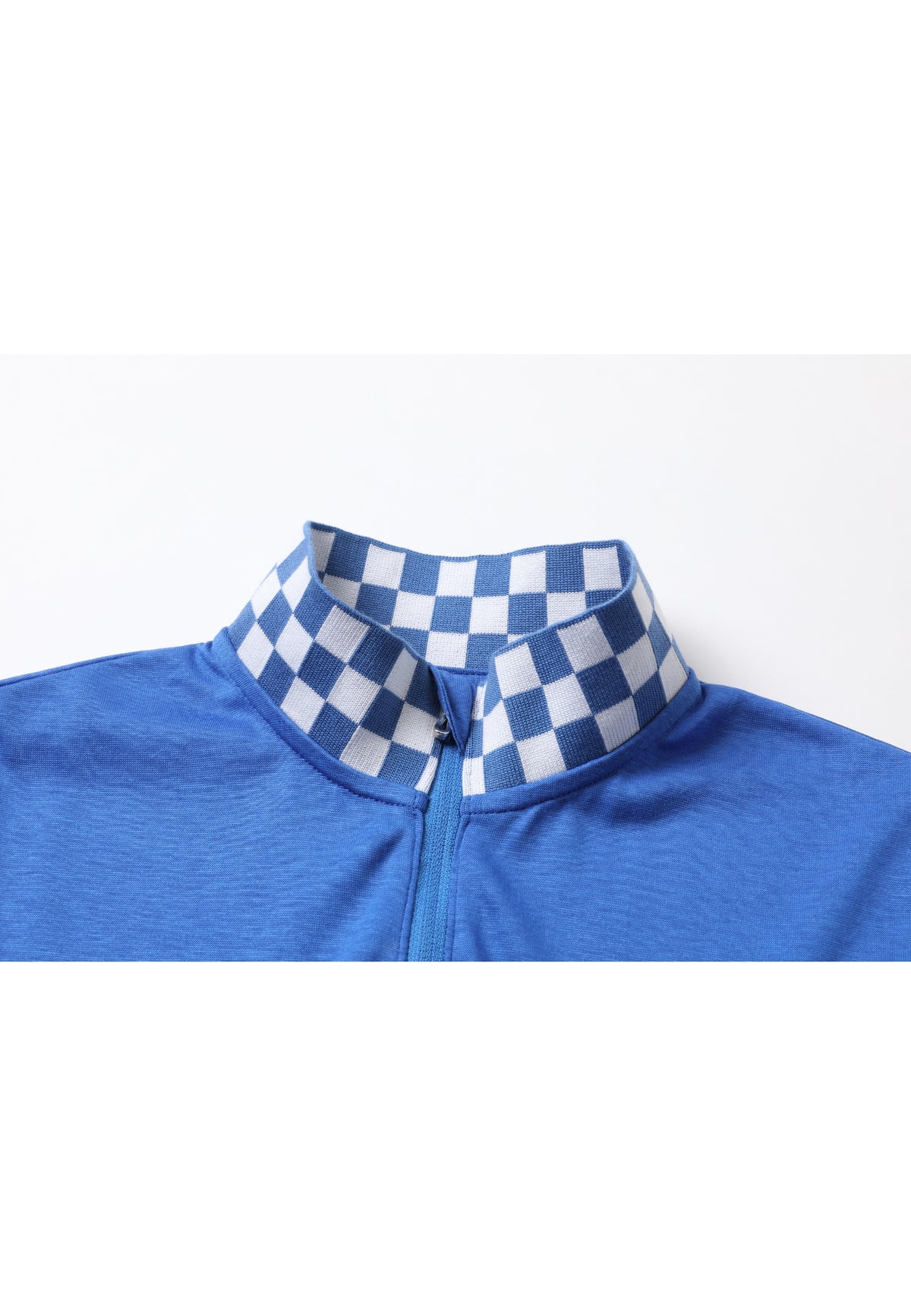 Checker Full-Zipper Long Sleeves Top