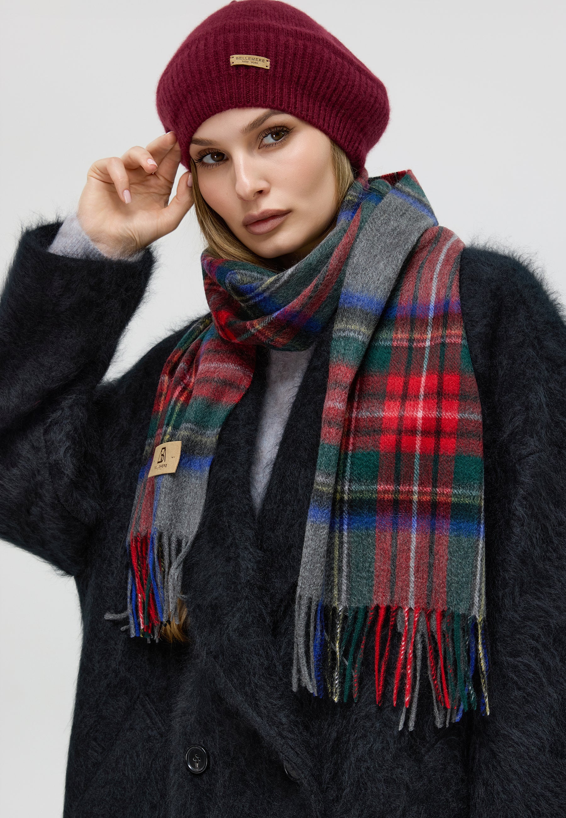 Checker Cashmere Plaid Scarf