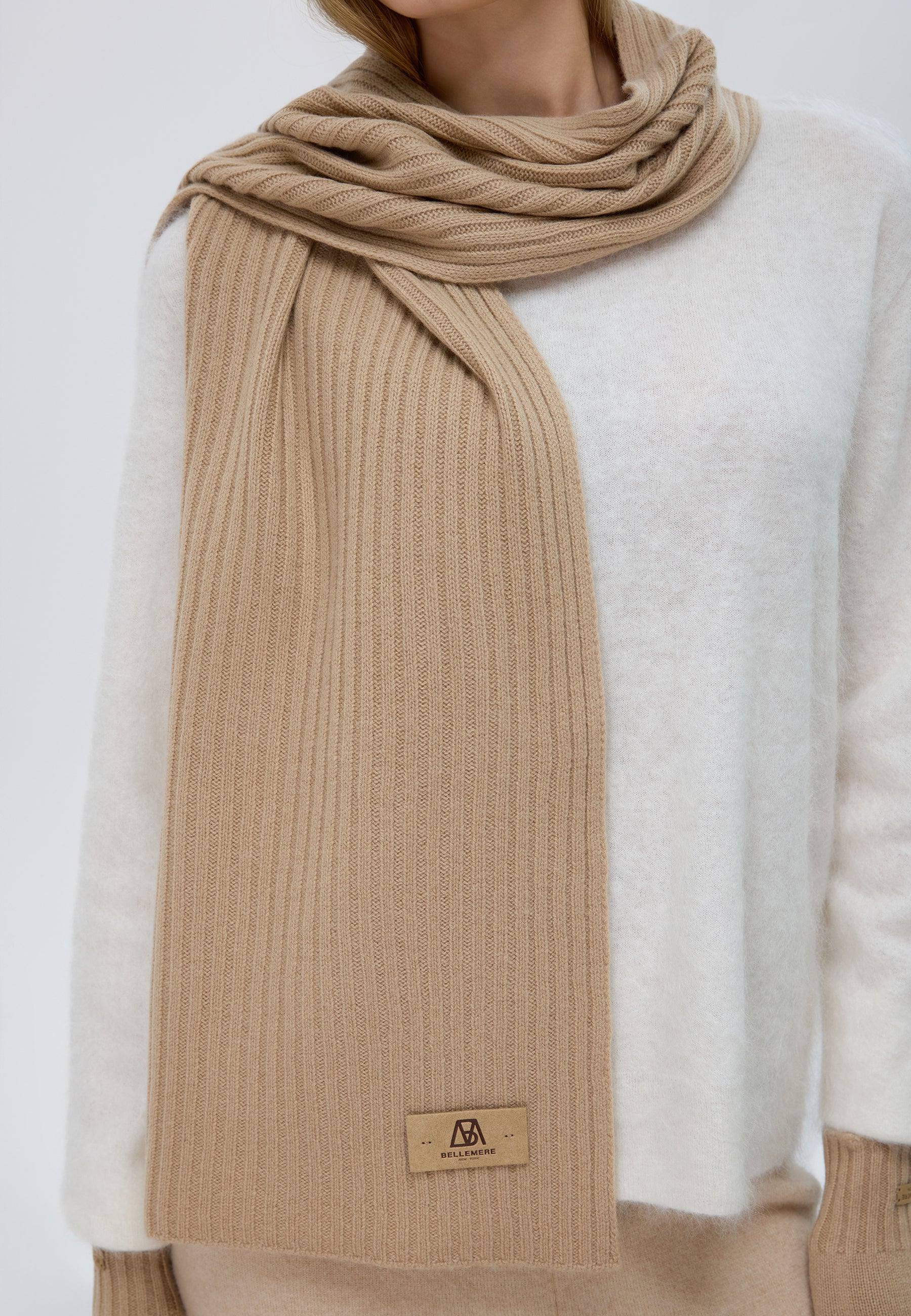 Flat-Ribbed Knit Merino Wool Scarf