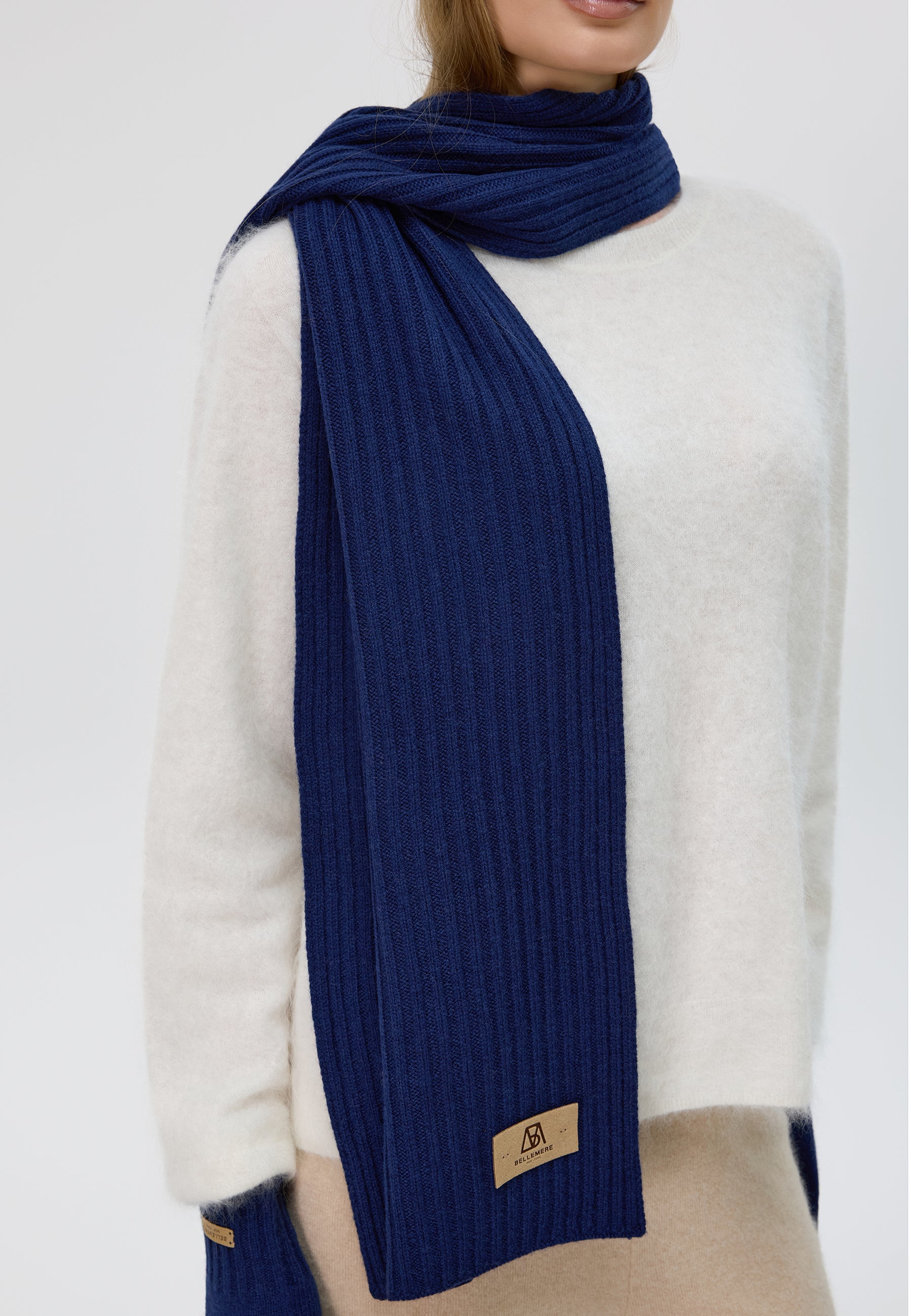 Flat-Ribbed Knit Merino Wool Scarf