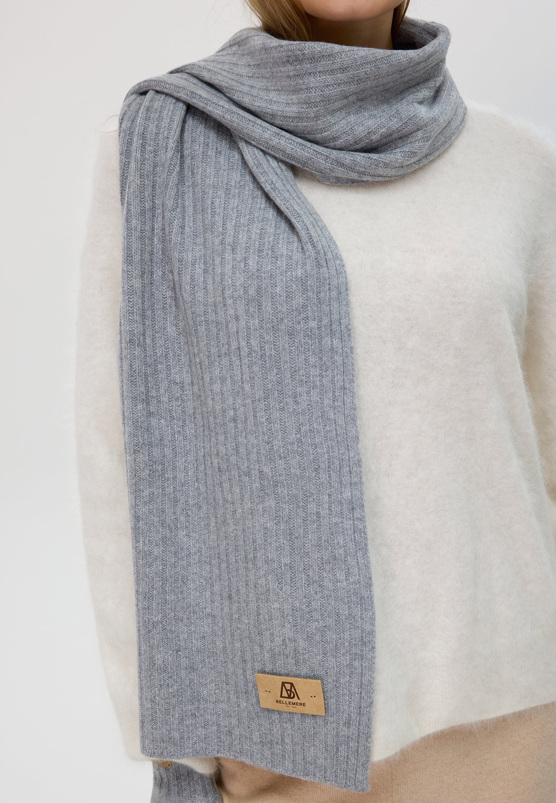 Flat-Ribbed Knit Merino Wool Scarf