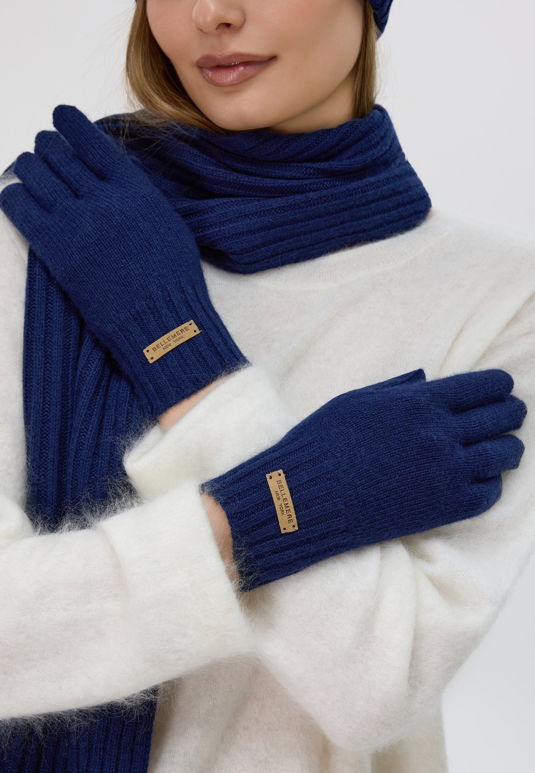 Flat-Ribbed Knit Merino Wool Gloves
