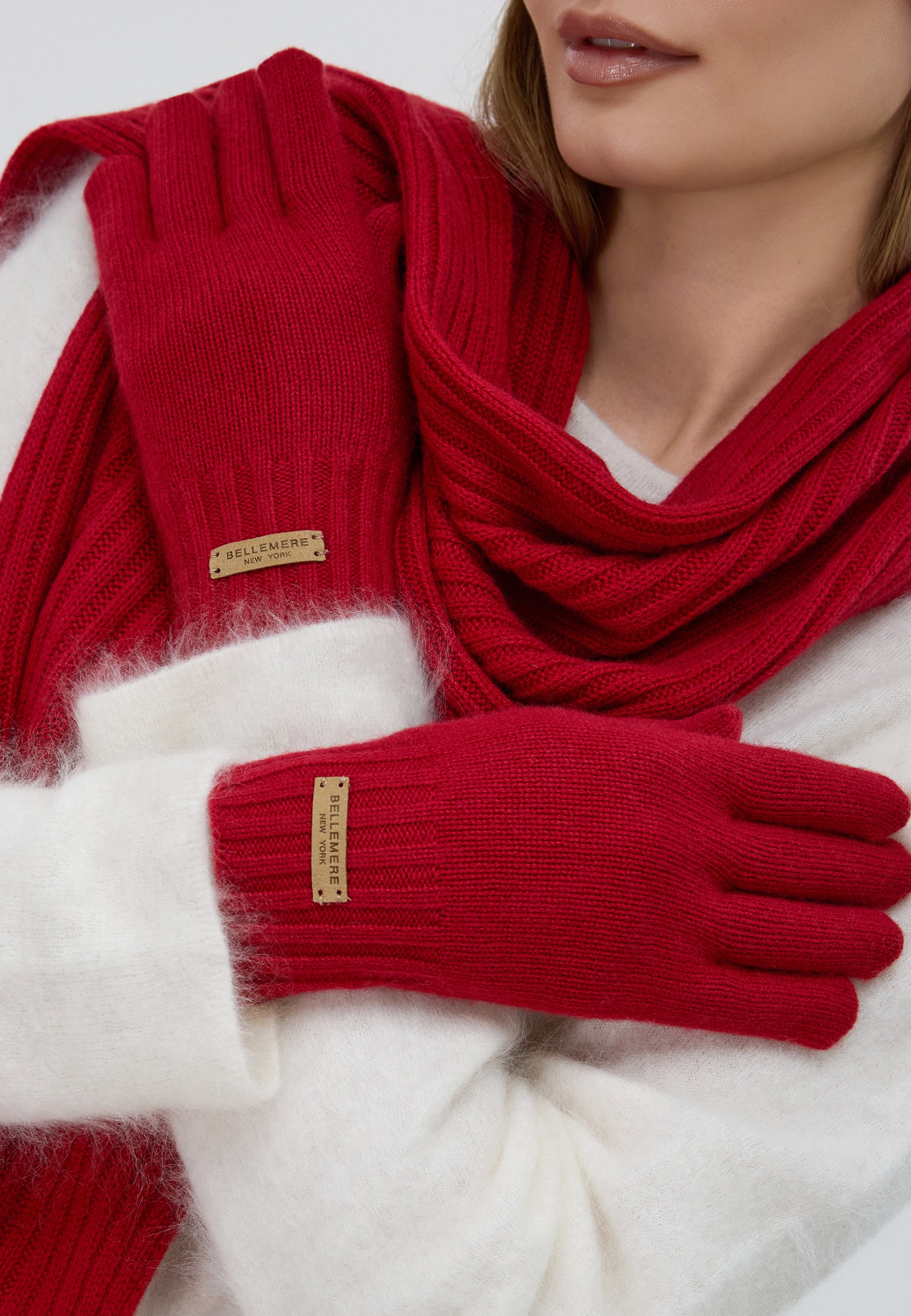 Flat-Ribbed Knit Merino Wool Gloves