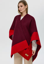 Load image into Gallery viewer, Double-Sided Wool Cape Shawl — Two-Tone Reversible Design
