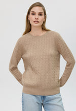 Charger l&#39;image dans la galerie, Cable-knit Crew Neck Cashmere Sweater
