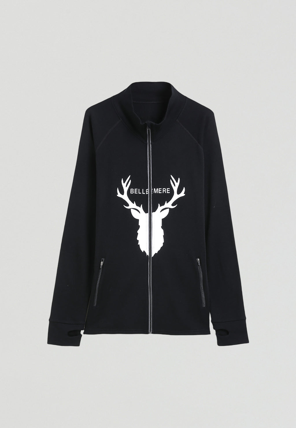 Veste zippée unisexe en laine mérinos motif cerf