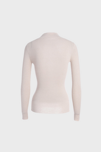 Fitted Mock-Neck Sweater (White Worsted Cashmere Staple)1336084423557362