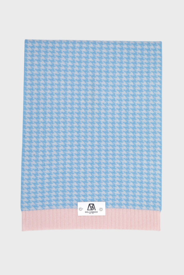 Houndstooth Scarf (Multicolor Cashmere with Rib Details)