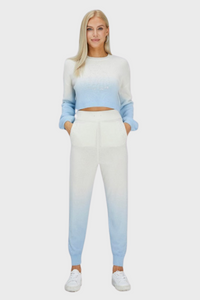 Polar Bear Gradient Cashmere Cropped Sweater-Pant SET (With Crystal Touch)1036082575376626