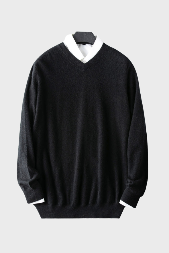 Solid V-Neck Merino-Cashmere Sweater