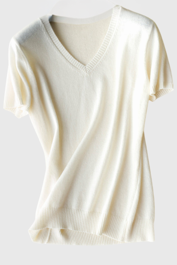 Silk Cashmere V-Neck T-Shirt