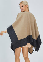 Load image into Gallery viewer, Double-Sided Wool Cape Shawl — Two-Tone Reversible Design
