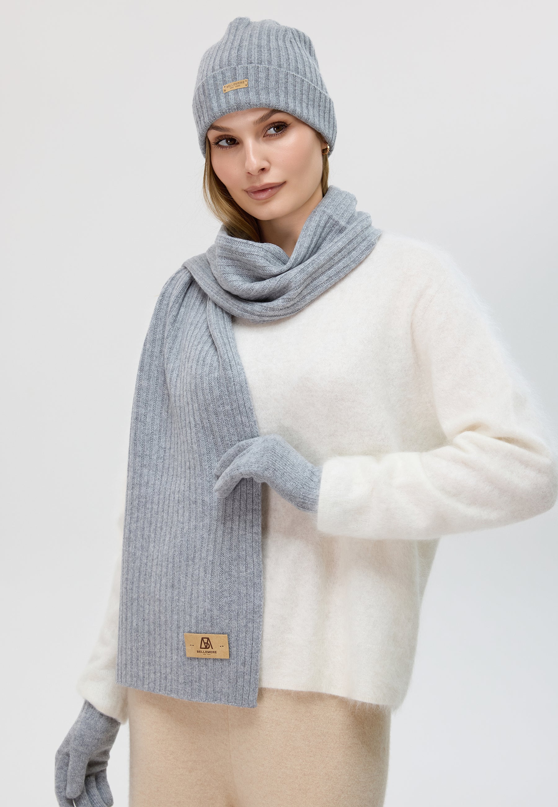 Flat-Ribbed Knit Merino Wool Scarf