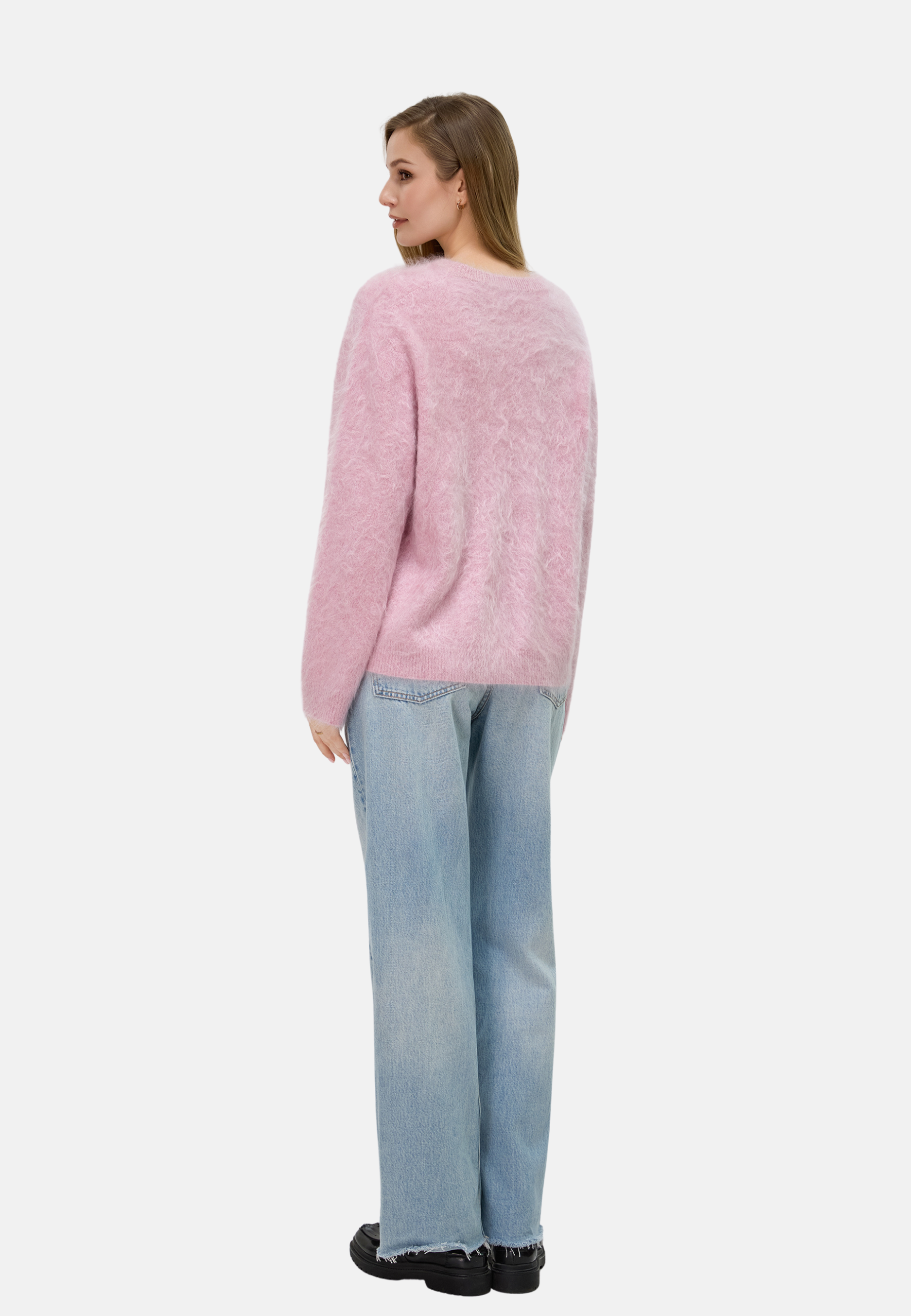 Pure Cashmere Crew - Neck Brushed Sweater