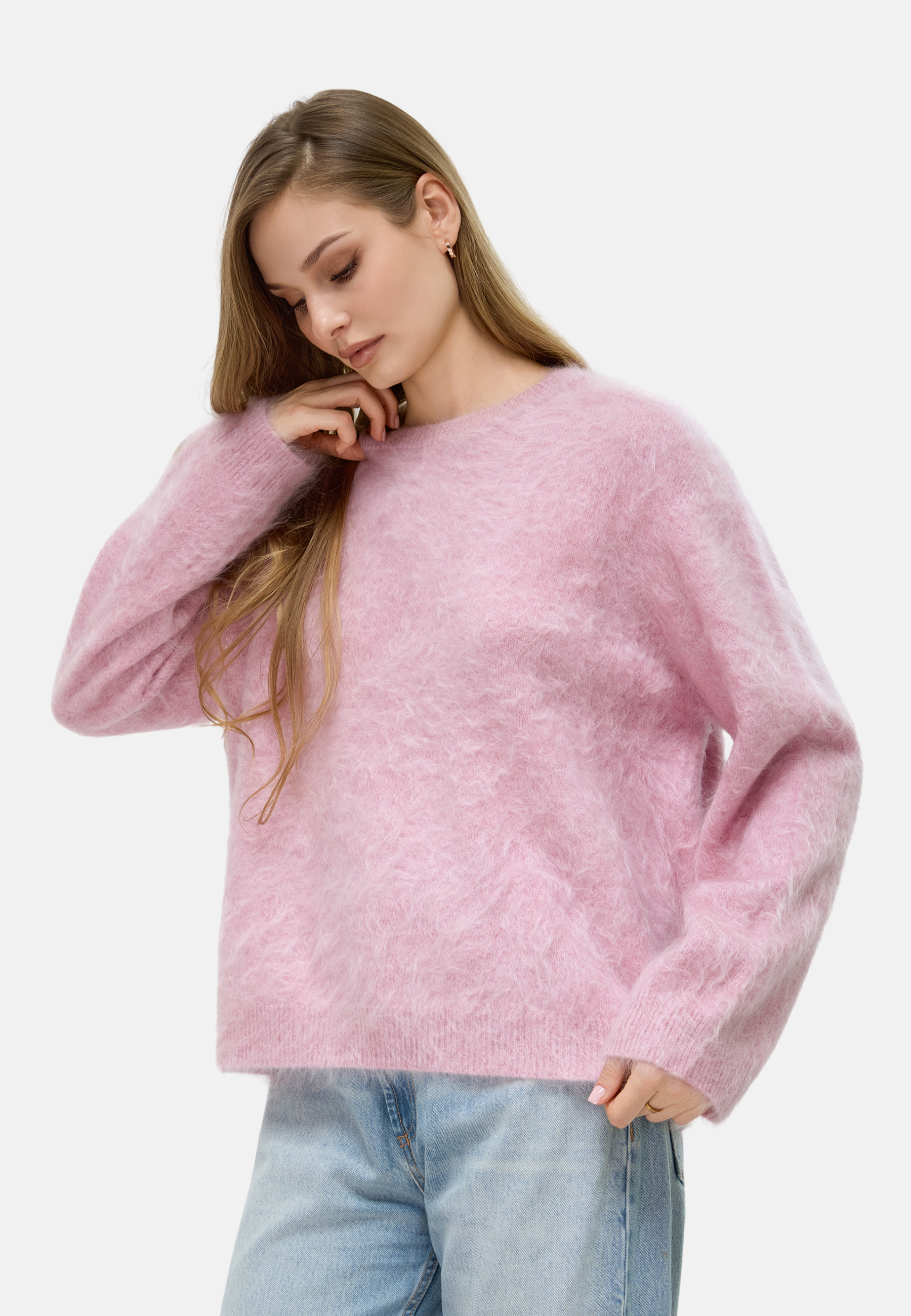 Pure Cashmere Crew - Neck Brushed Sweater