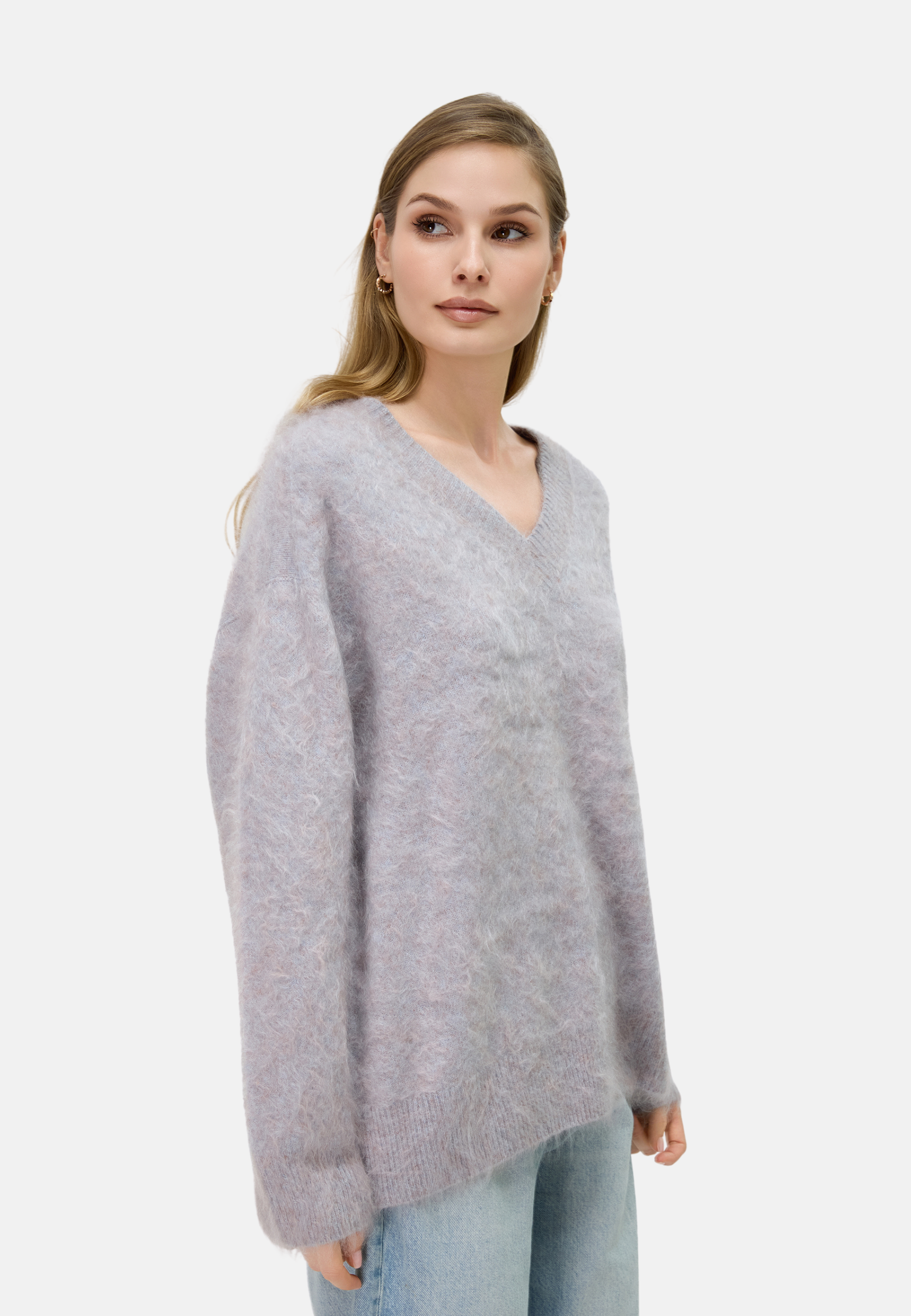 Brushed Pure Cashmere V-Neck Sweater