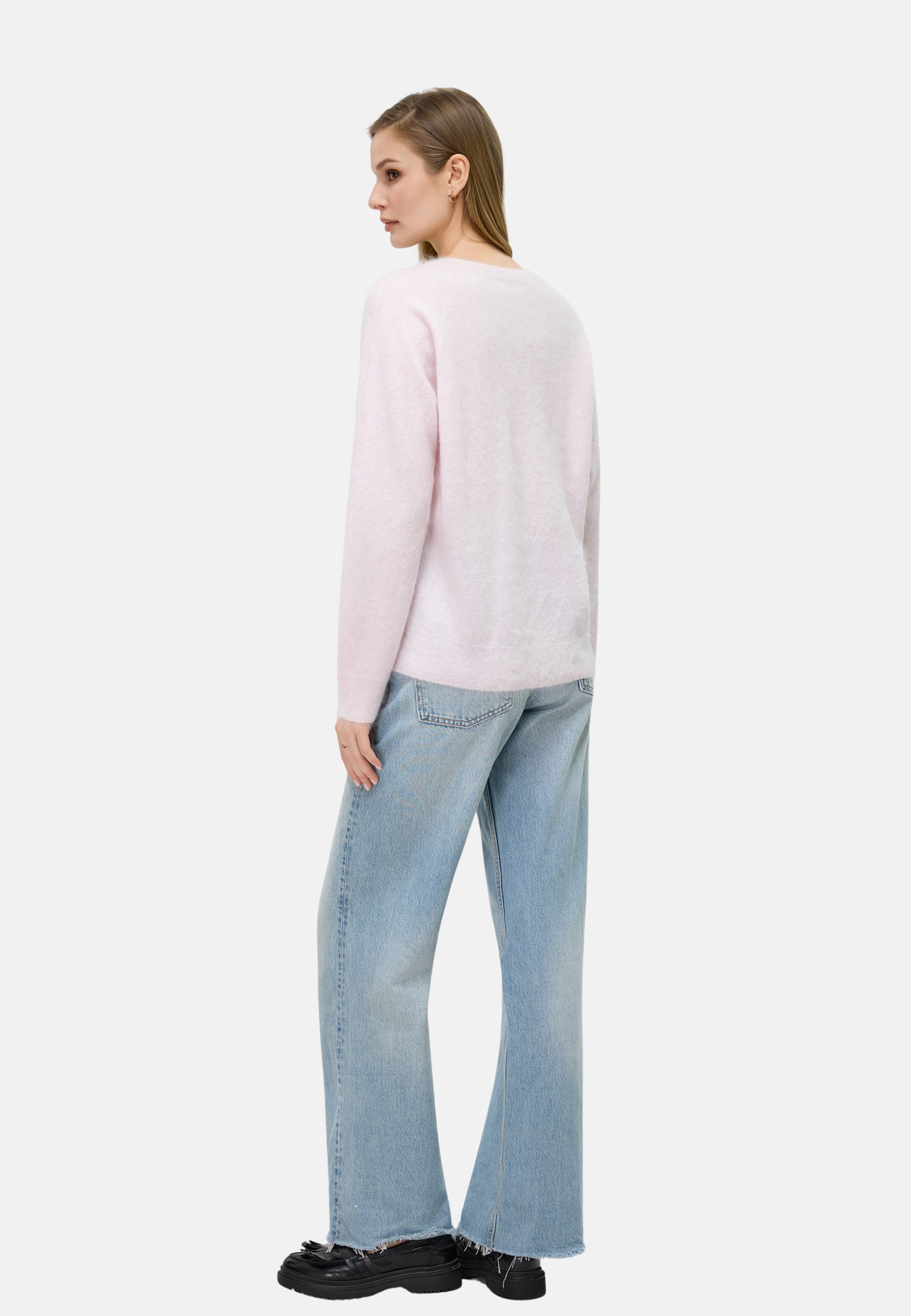 Brushed Silk Cashmere V - Neck Sweater