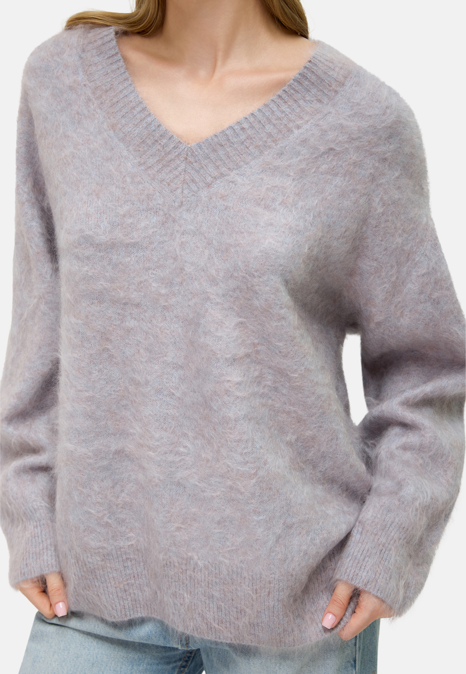Brushed Pure Cashmere V-Neck Sweater