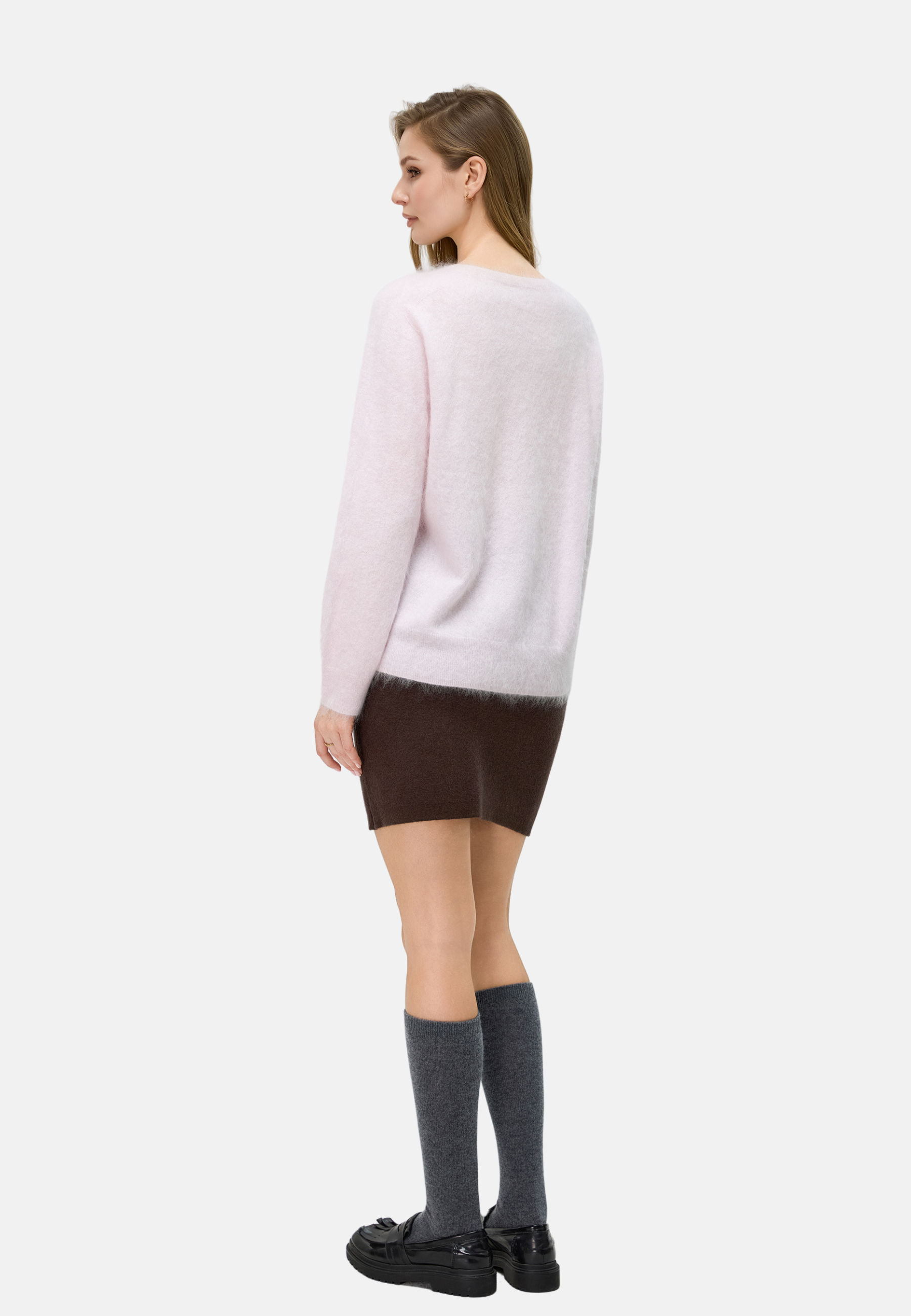 Brushed Silk Cashmere Crew-Neck Sweater
