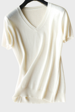 Charger l&#39;image dans la galerie, Silk Cashmere V-Neck T-Shirt
