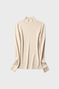 Fitted Mock-Neck Sweater (White Worsted Cashmere Staple)1536084423688434