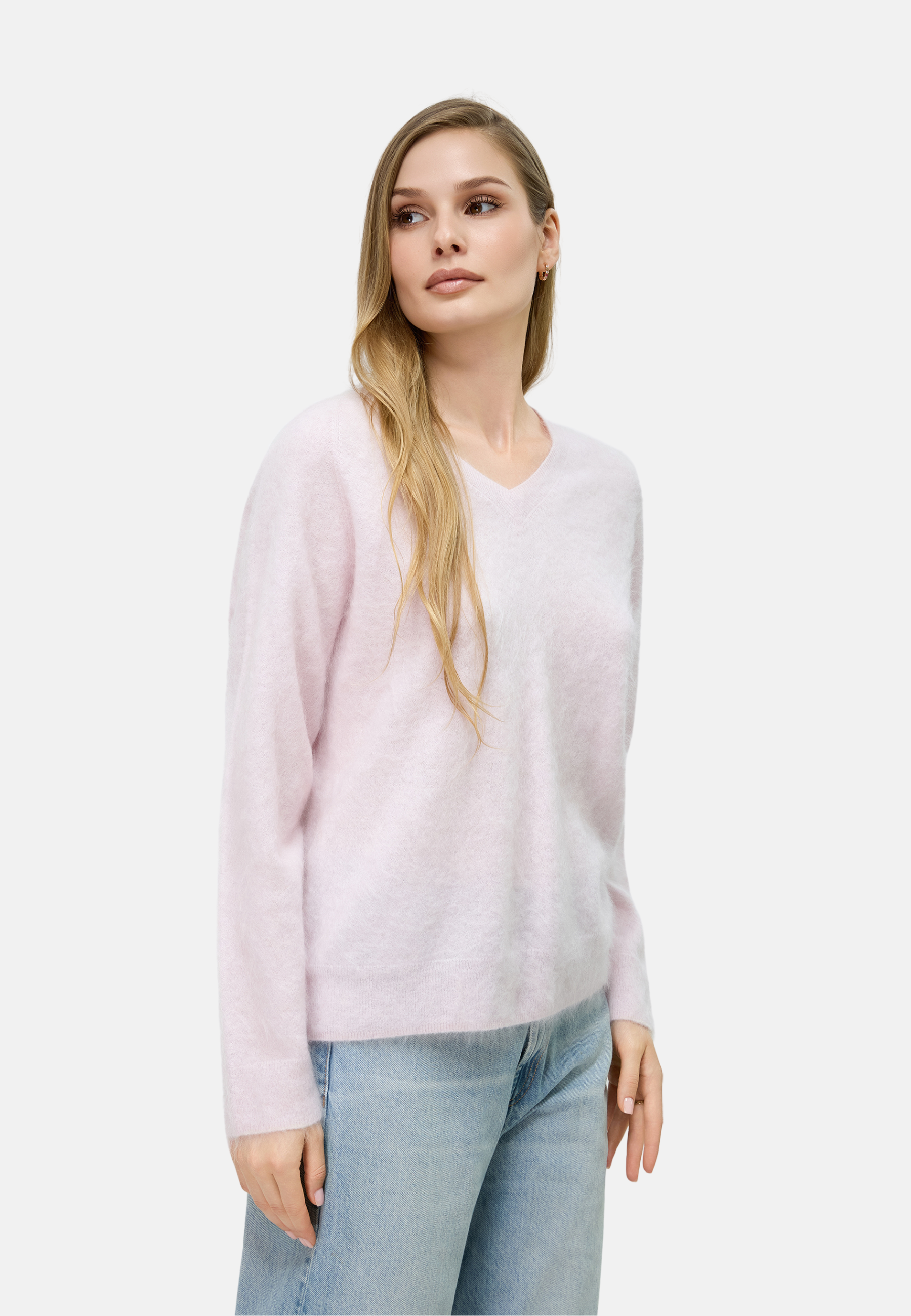 Brushed Silk Cashmere V - Neck Sweater