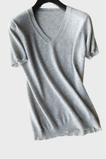 Charger l&#39;image dans la galerie, Silk Cashmere V-Neck T-Shirt
