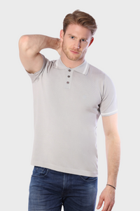 Tencel Polo Shirt with Stripe Detail536073427075314