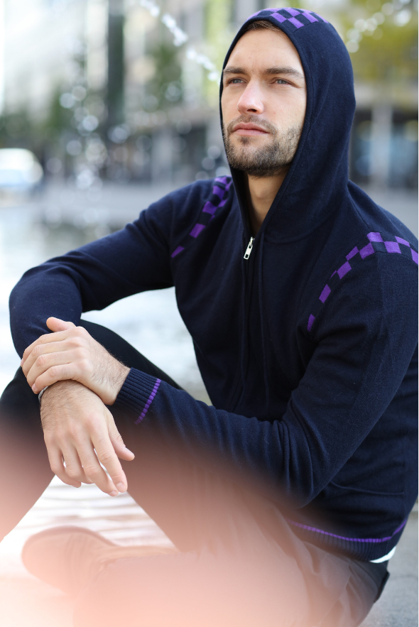 Men's Merino and Cotton Checker Print Tracksuit