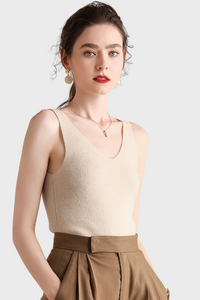 Stylish V-Neck Cashmere Vest Top136082659492082