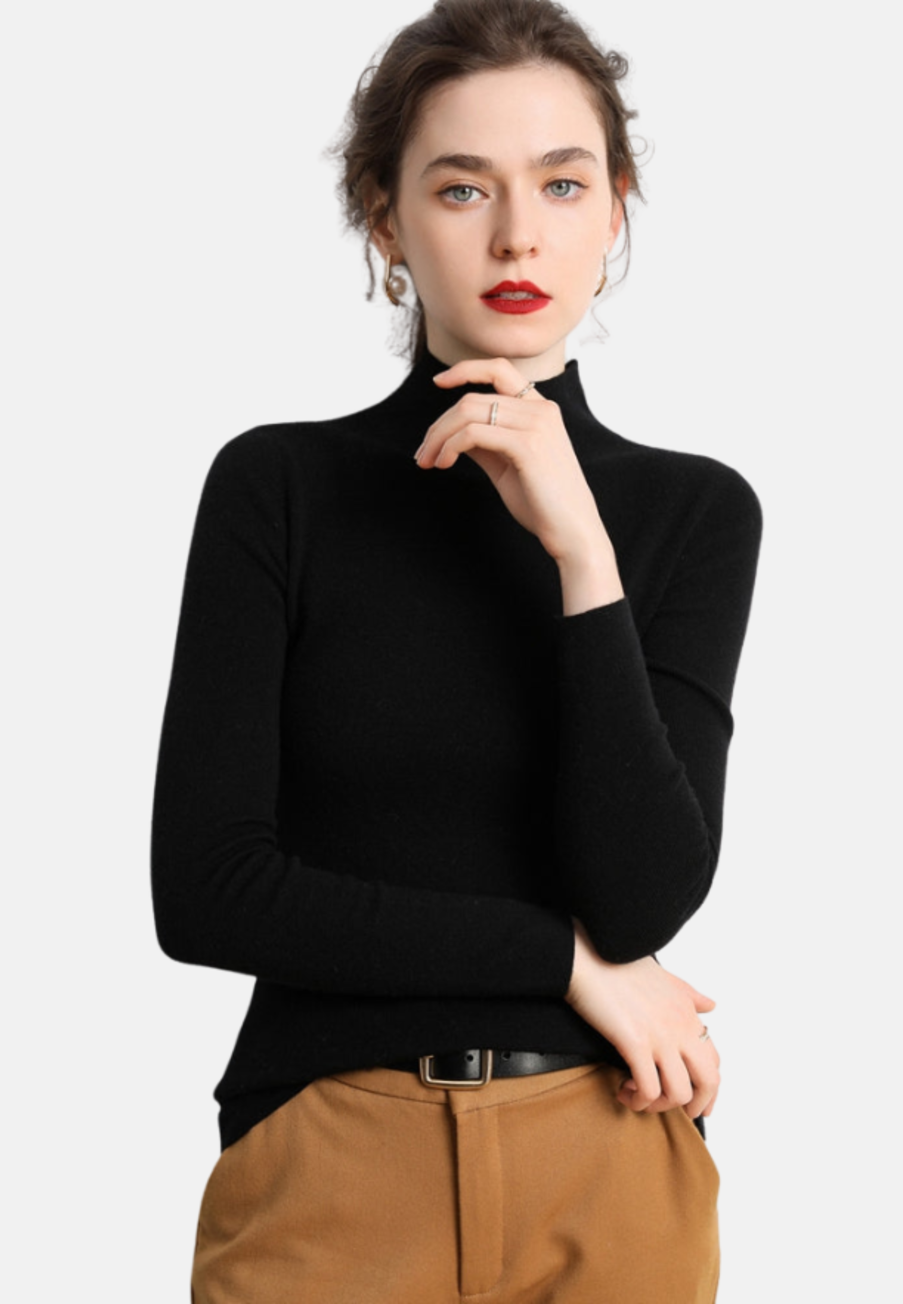 Fitted Mock-Neck Merino Sweater