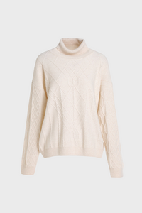 Diamond Knit Turtleneck Cashmere Sweater2236084979958002