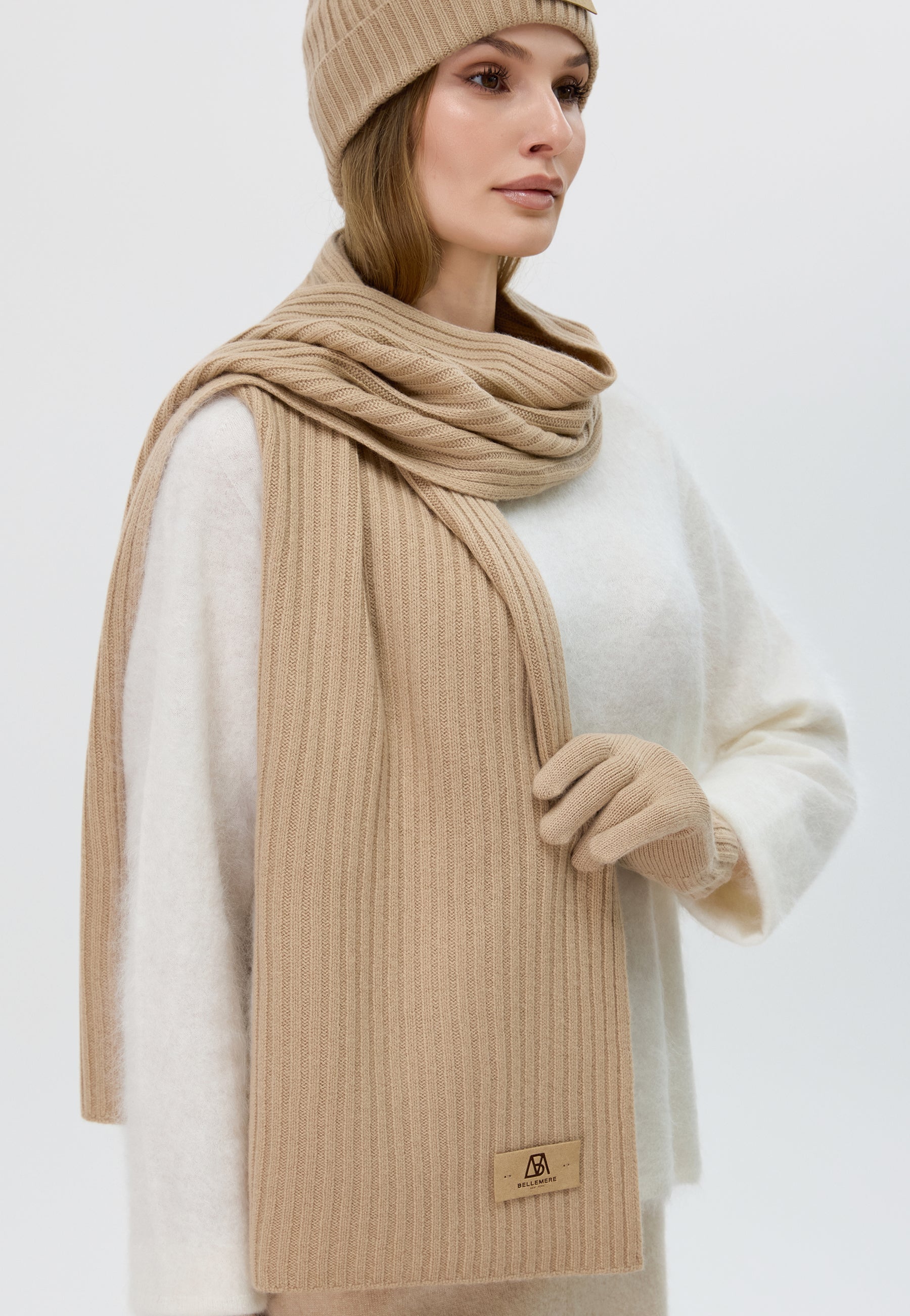 Flat-Ribbed Knit Merino Wool Scarf