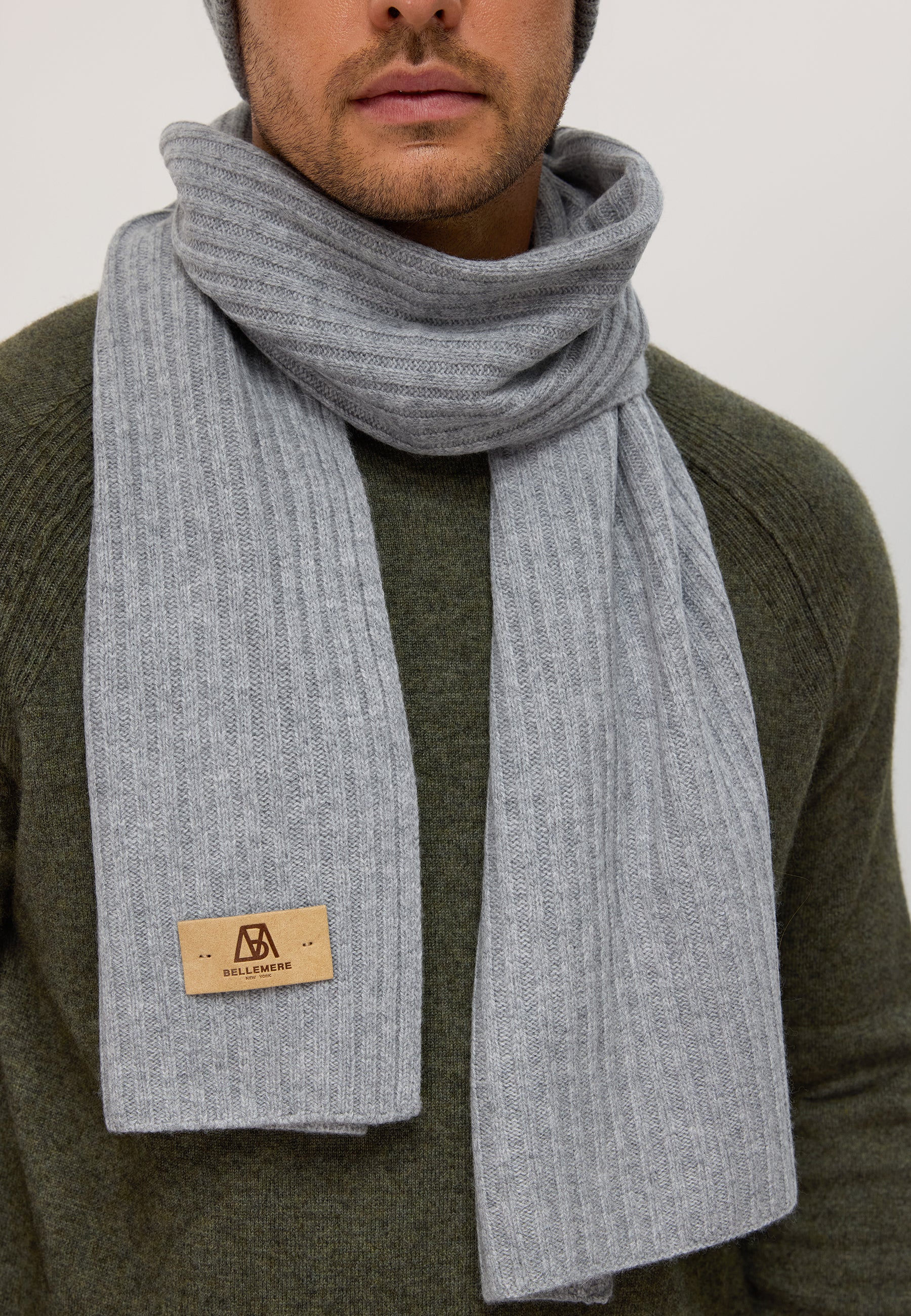 Flat-Ribbed Knit Merino Wool Scarf