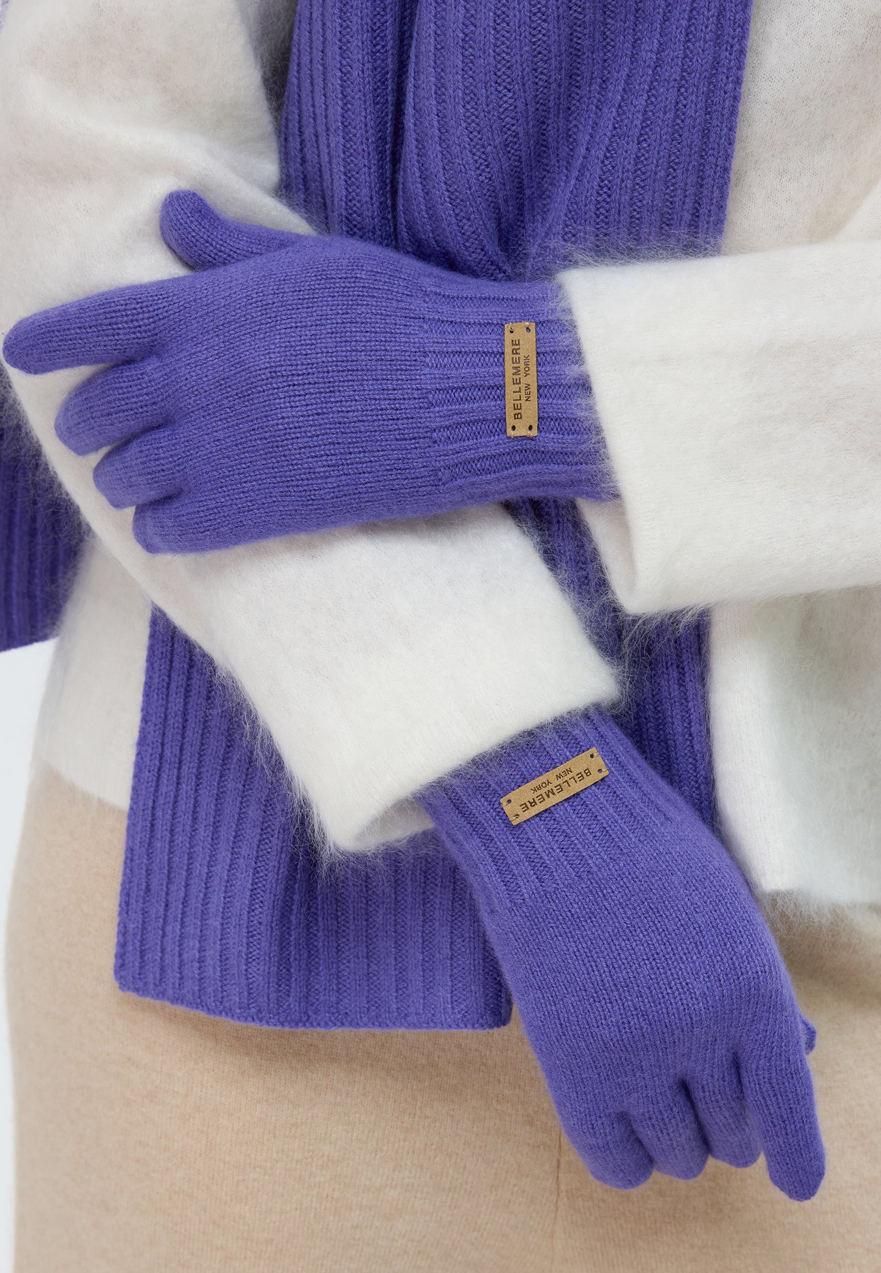 Flat-Ribbed Knit Merino Wool Gloves