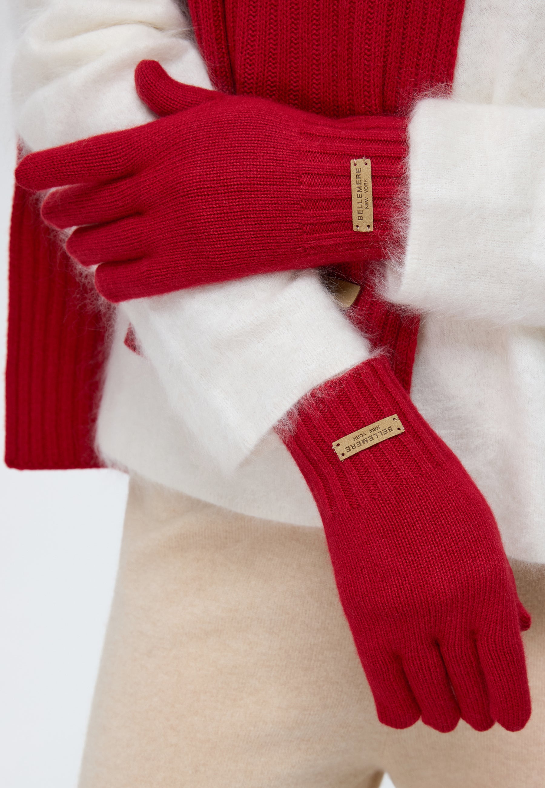 Flat-Ribbed Knit Merino Wool Gloves