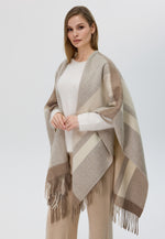 Load image into Gallery viewer, Double Sided Wool Poncho Shawl
