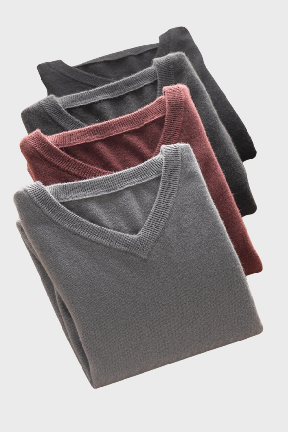 Solid V-Neck Merino Cashmere Sweater
